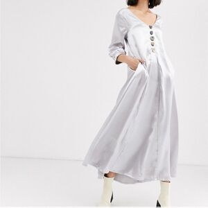 Native Youth Long Maxi Dress Silver Mismatched Buttons Women’s Small NEW
